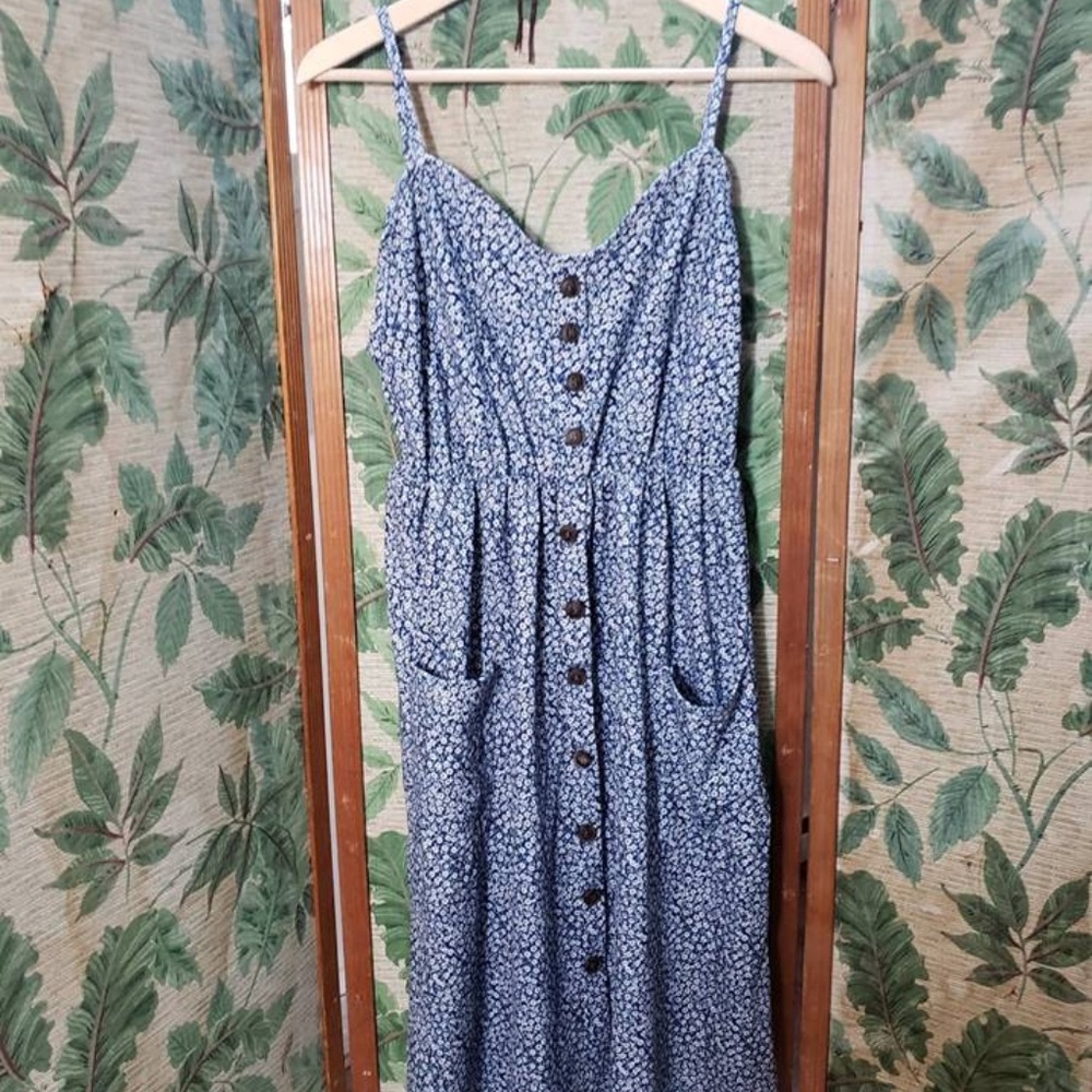 Blue Floral Midi Dress